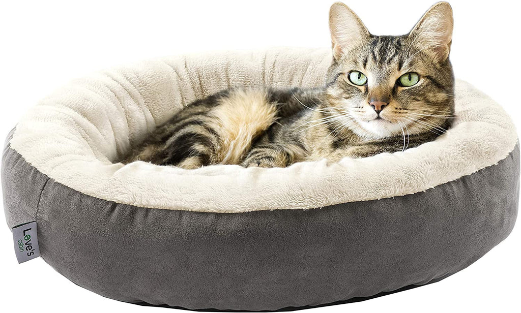 Rundes Donut Hunde- & Katzenbett – 50 cm, Waschbar, Rutschfest, Grau