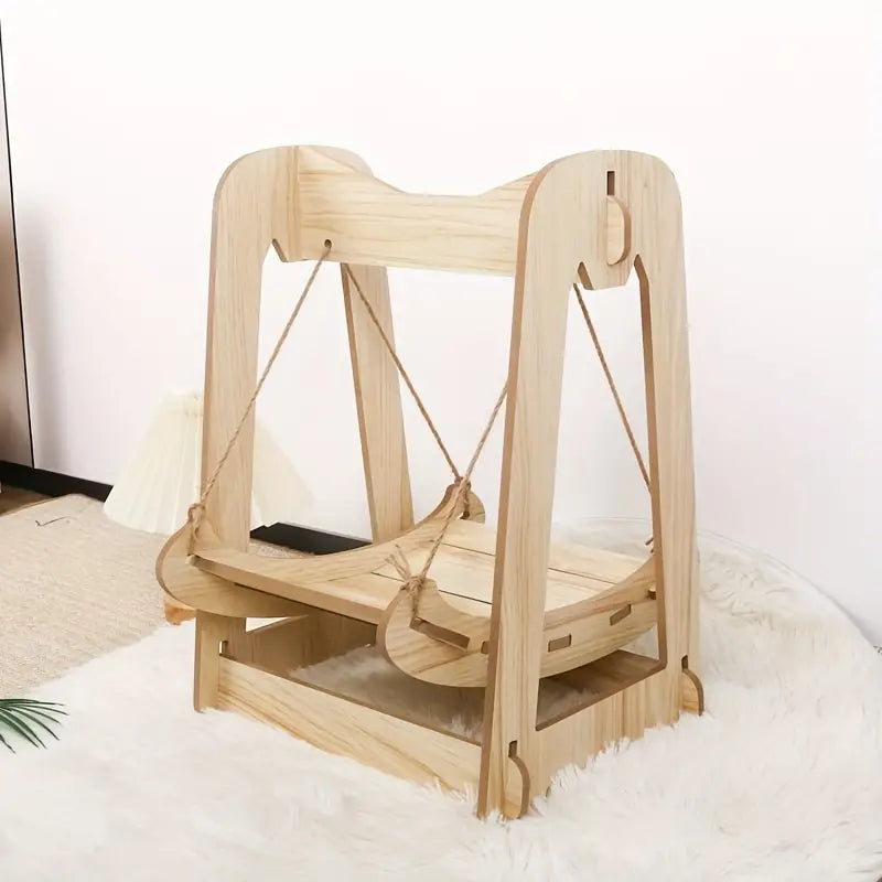 Wooden Rocker Bed for Cats - Double Layer Cat Hammock