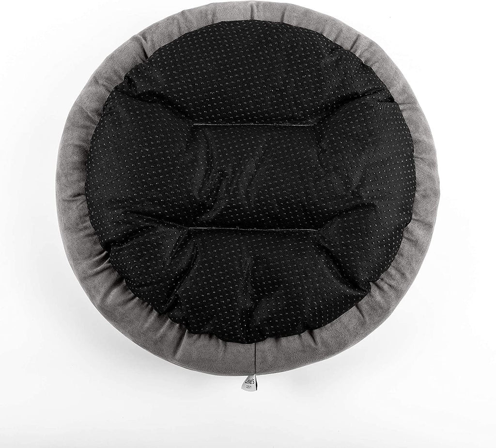 Rundes Donut Hunde- & Katzenbett – 50 cm, Waschbar, Rutschfest, Grau