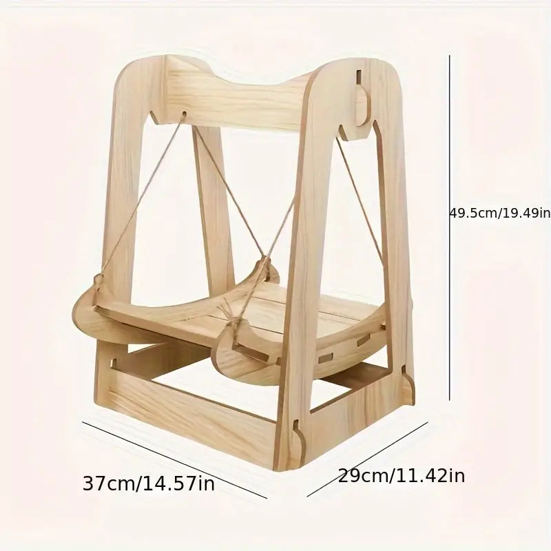 Wooden Rocker Bed for Cats - Double Layer Cat Hammock