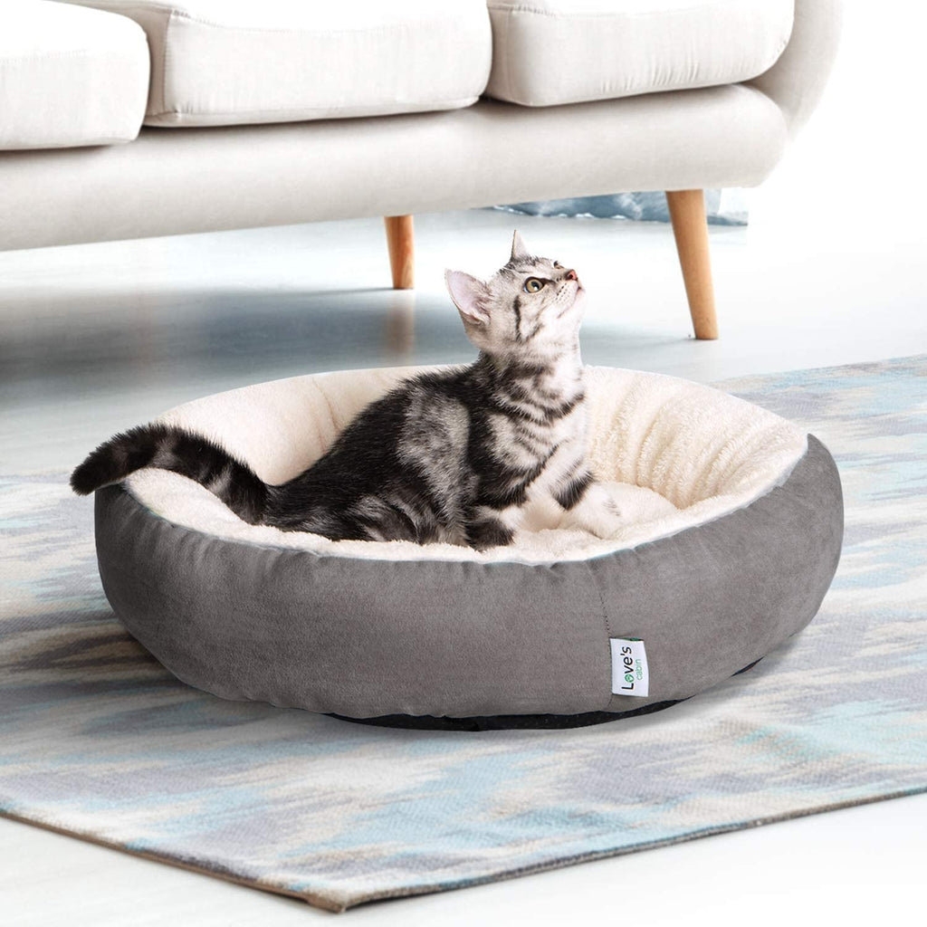 Rundes Donut Hunde- & Katzenbett – 50 cm, Waschbar, Rutschfest, Grau