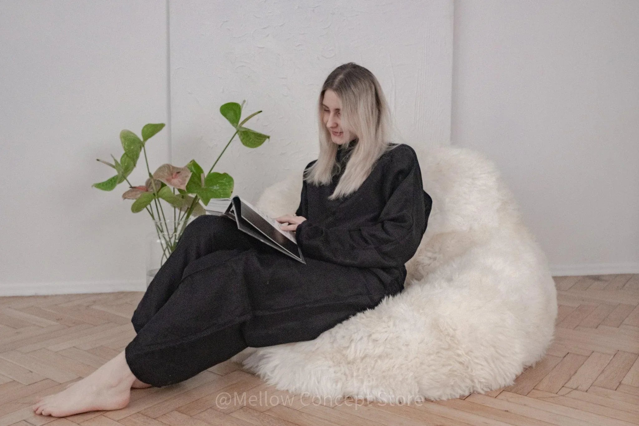 Schaffell Sitzsack – 100% Natürliches Schaffell, Handgemacht | Weiss