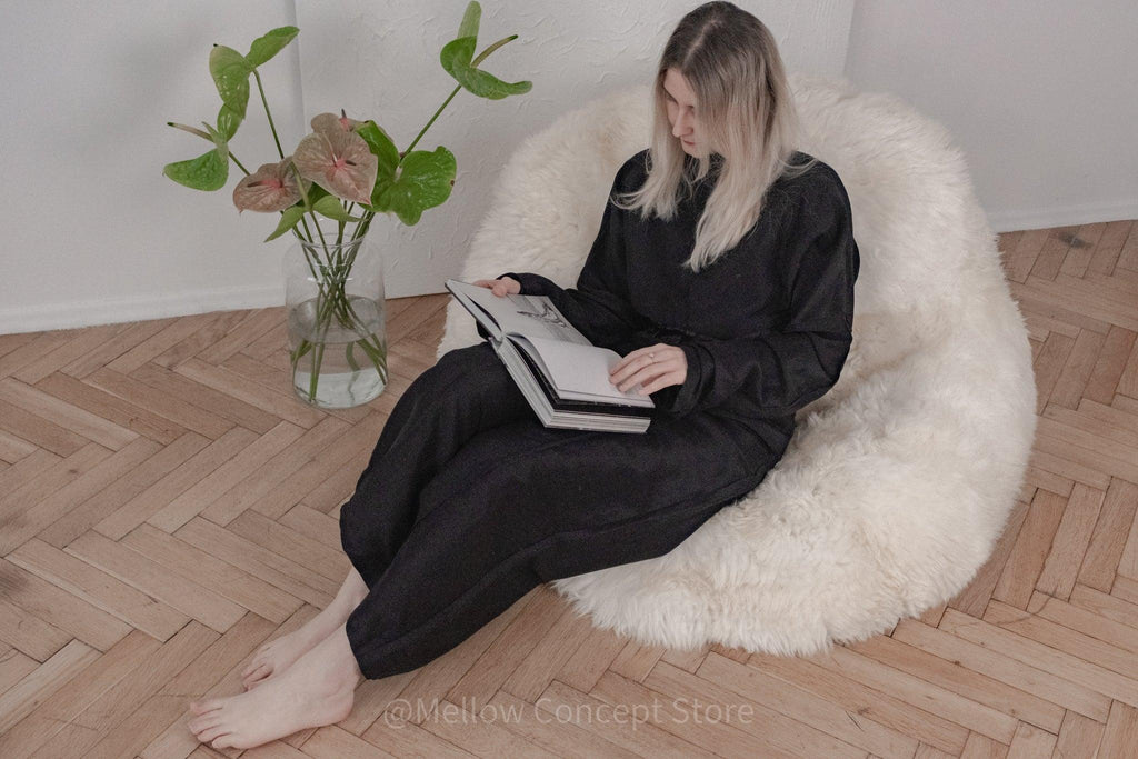 Schaffell Sitzsack – 100% Natürliches Schaffell, Handgemacht | Weiss