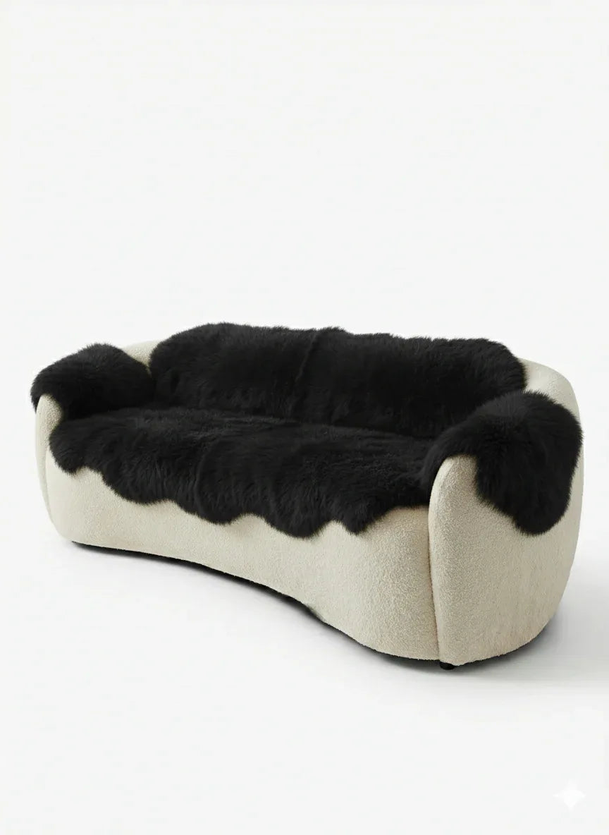 MELLOW Sofaauflage aus echtem Schaffell für Hunde & Katzen – Schwarz