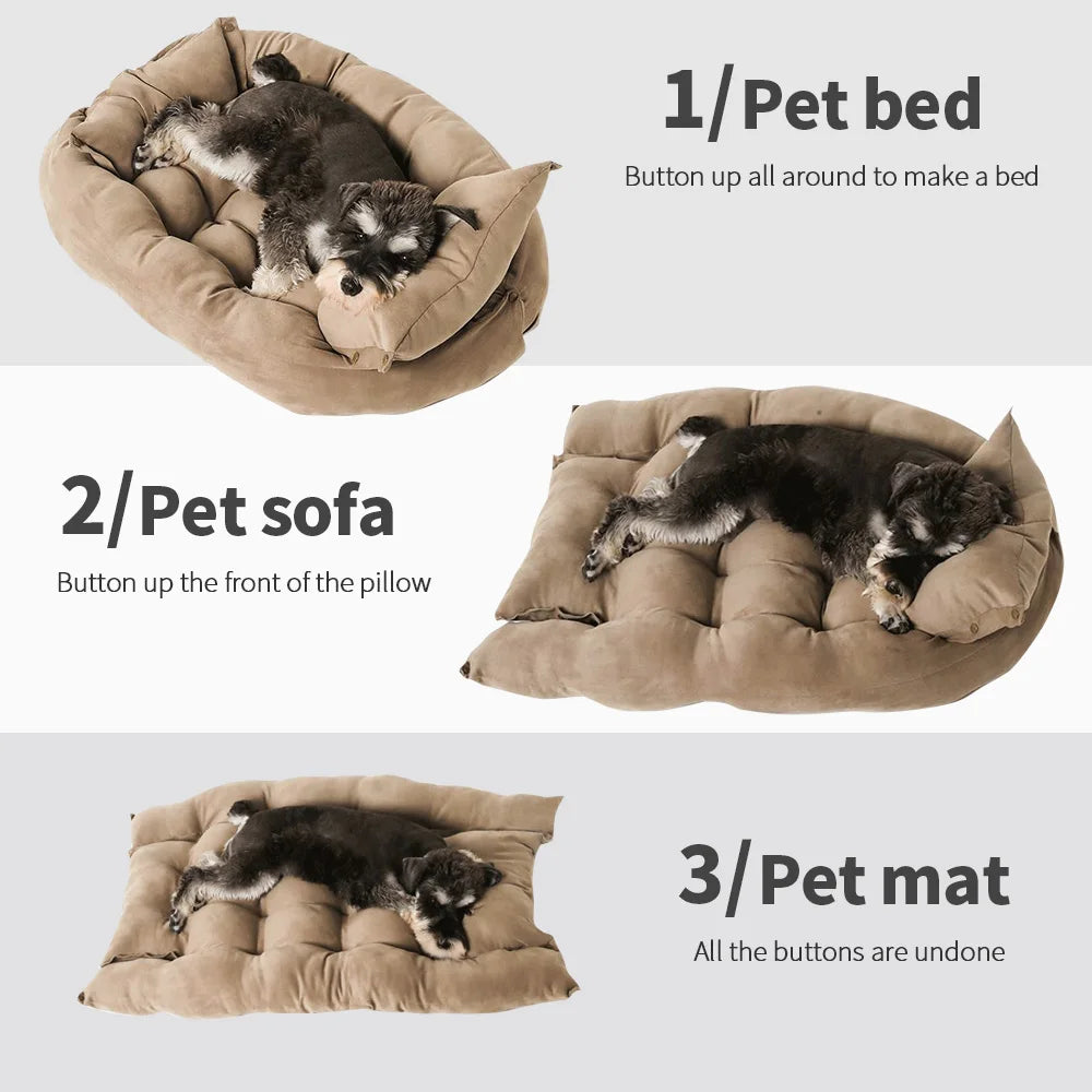 3-in-1 Pet Bed – Nest, Mat & Sofa