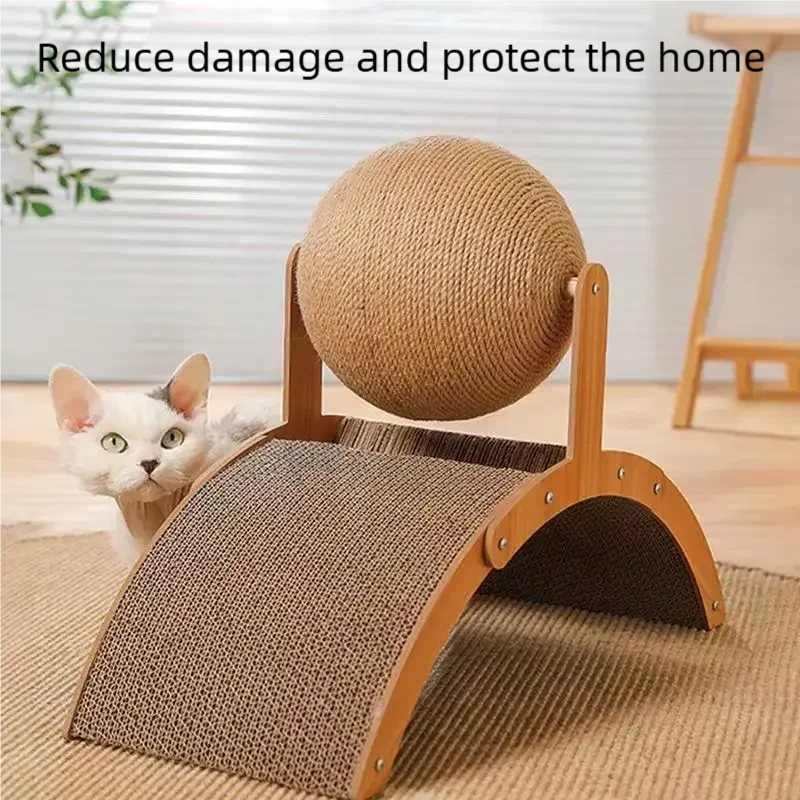 Palla graffiatrice per gatti 2-in-1 in legno