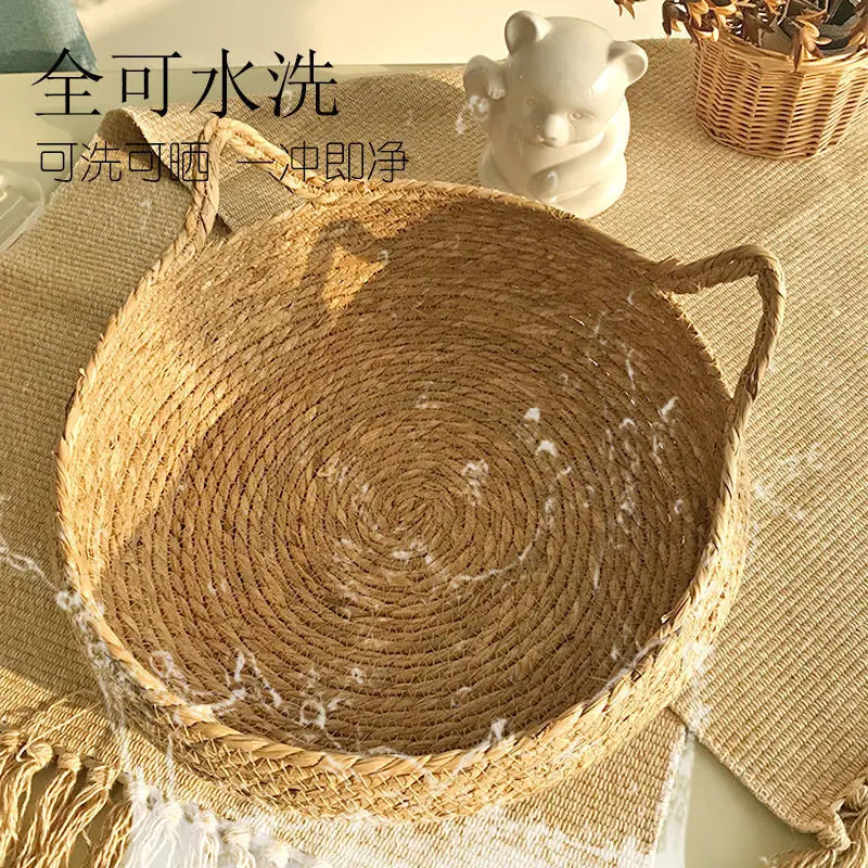 Kuscheliges Rattan-Katzenbett mit Kissen – 3 Grössen
