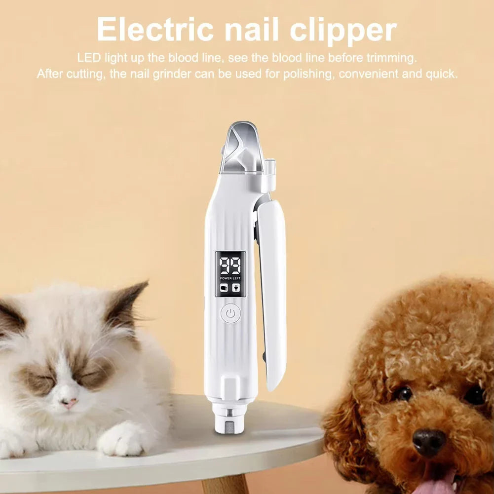 Cura delle unghie elettrica 2-in-1 per cani e gatti con LED
