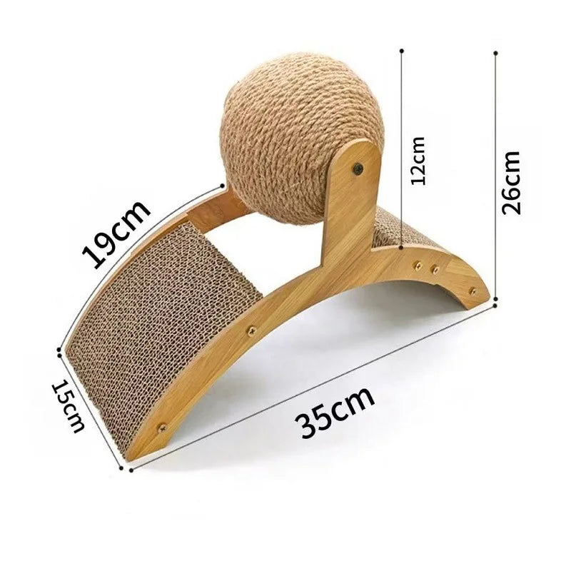 Palla graffiatrice per gatti 2-in-1 in legno