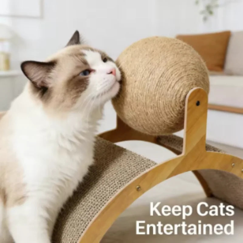 2-in-1 Katzen-Kratzball aus Holz