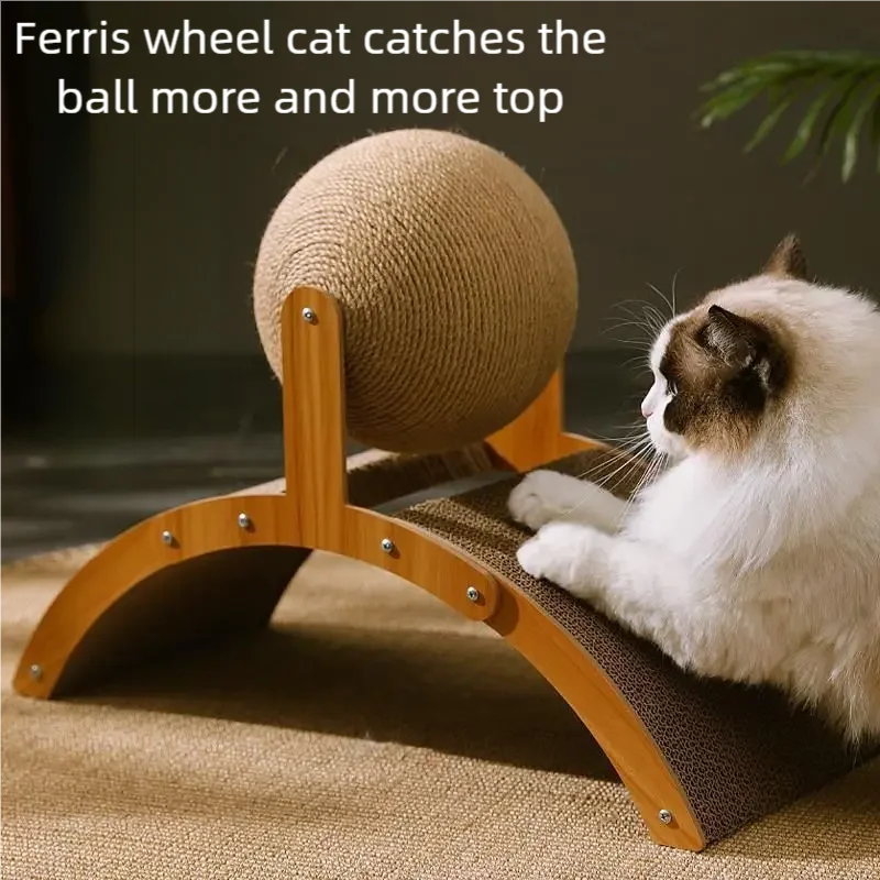 Katzen-Kratzball aus Holz