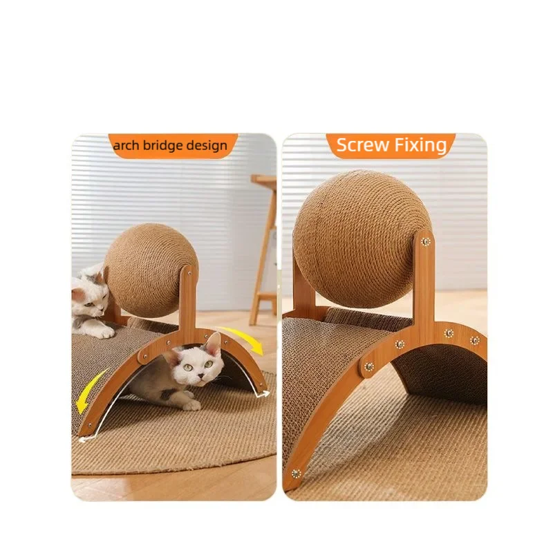 Palla graffiatrice per gatti 2-in-1 in legno