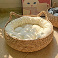 Lit douillet en rotin pour chat avec coussin – 3 tailles