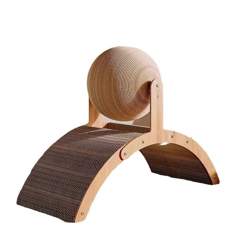 Palla graffiatrice per gatti 2-in-1 in legno