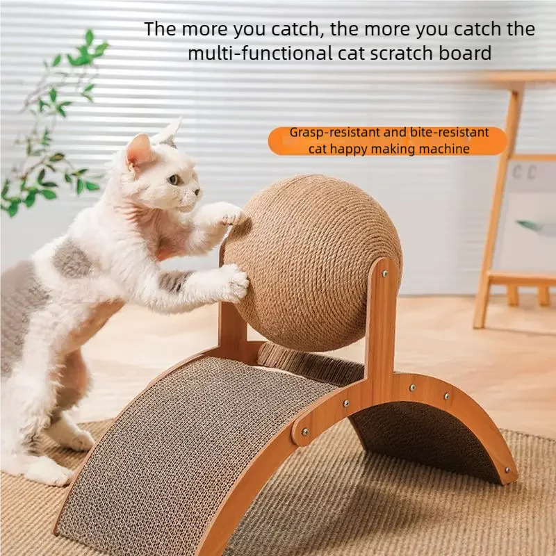 2-in-1 Katzen-Kratzball aus Holz