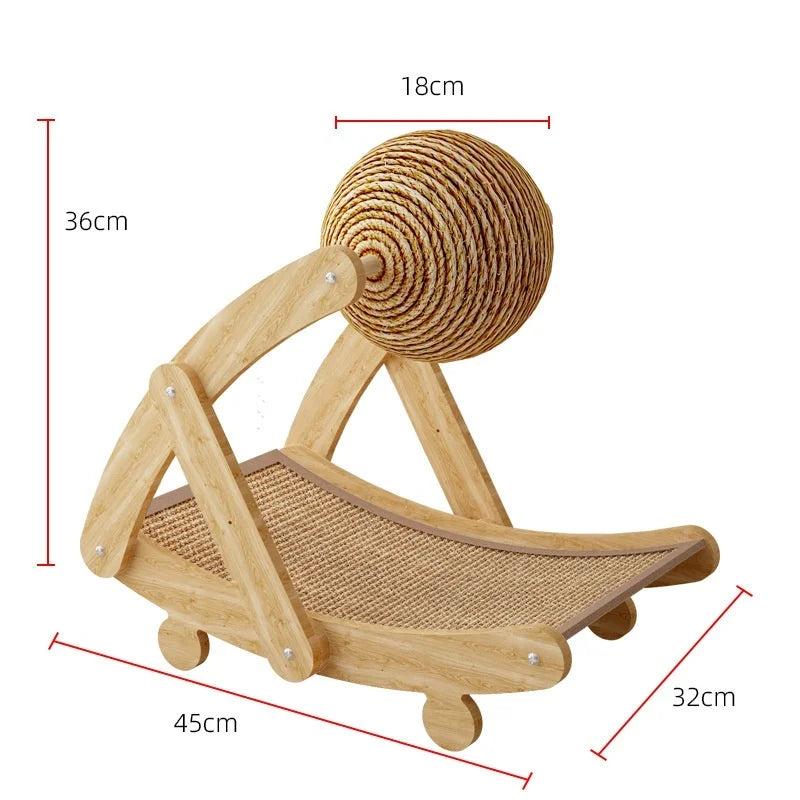 Palla graffiatrice per gatti 2-in-1 in legno