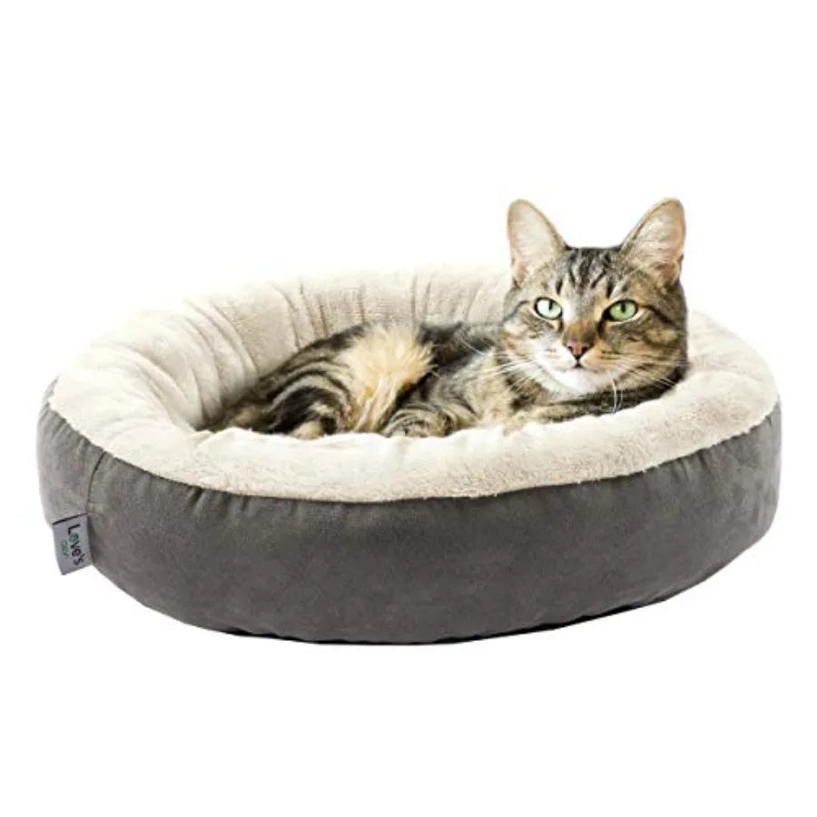 Rundes Donut Hunde- & Katzenbett – 50 cm, Waschbar, Rutschfest, Grau