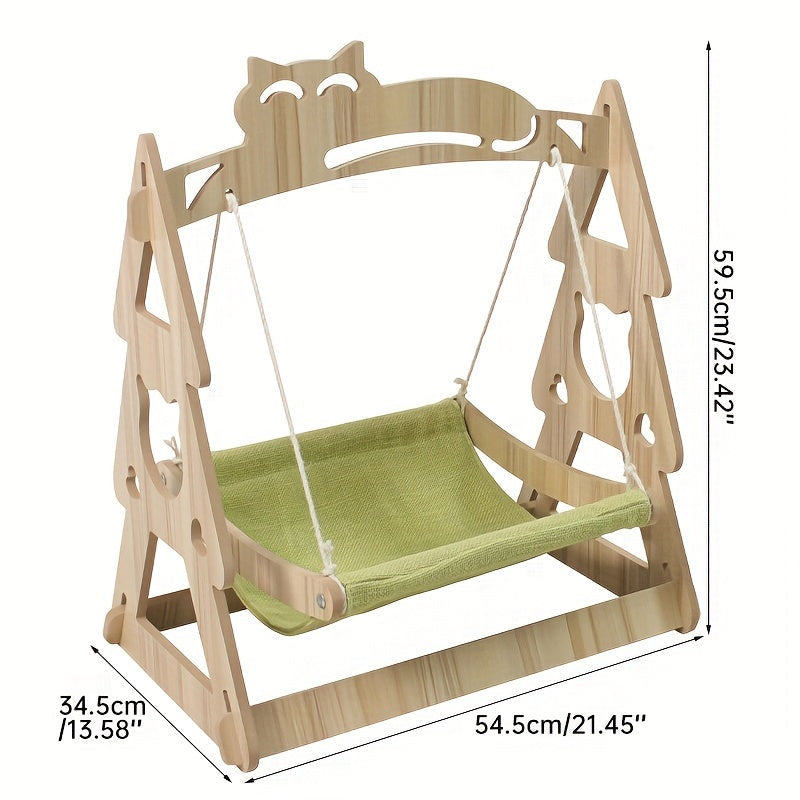Katzenhängematte mit Massangaben: 54,5 cm Breite, 34,5 cm Tiefe und 59,5 cm Höhe