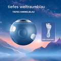 Blauer Katzenball mit deutschem Farb- und USB-Hinweis