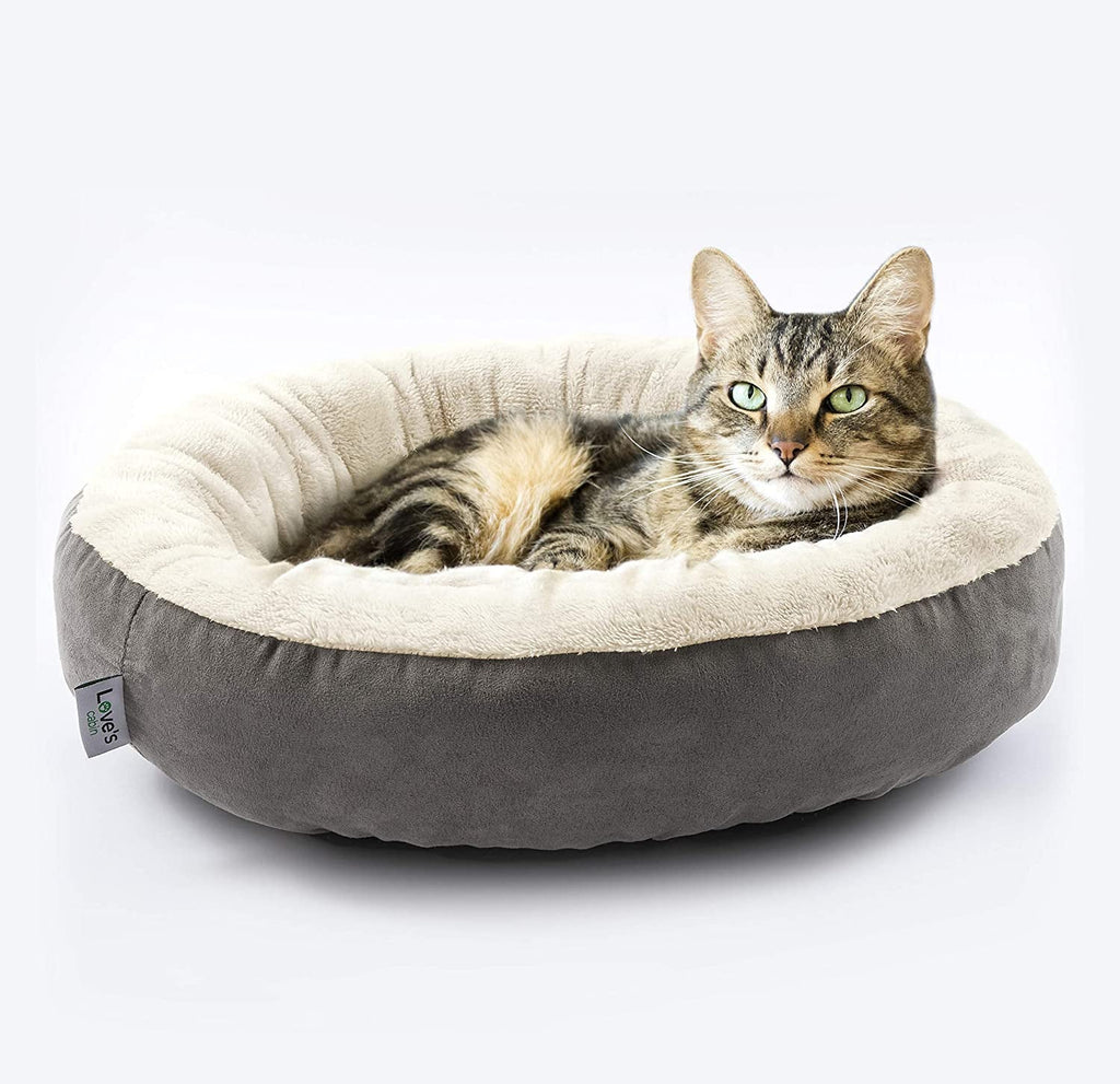 Rundes Donut Hunde- & Katzenbett – 50 cm, Waschbar, Rutschfest, Grau
