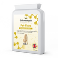 Pet-Flora von Pharmanostix, weisse Dose mit gelbem Etikett für 120 Probiotika-Tabletten mit Huhngeschmack