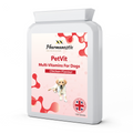PetVit Multivitamine für Hunde, Dose mit 120 Tabletten mit Pouletgeschmack, Vorderseite.