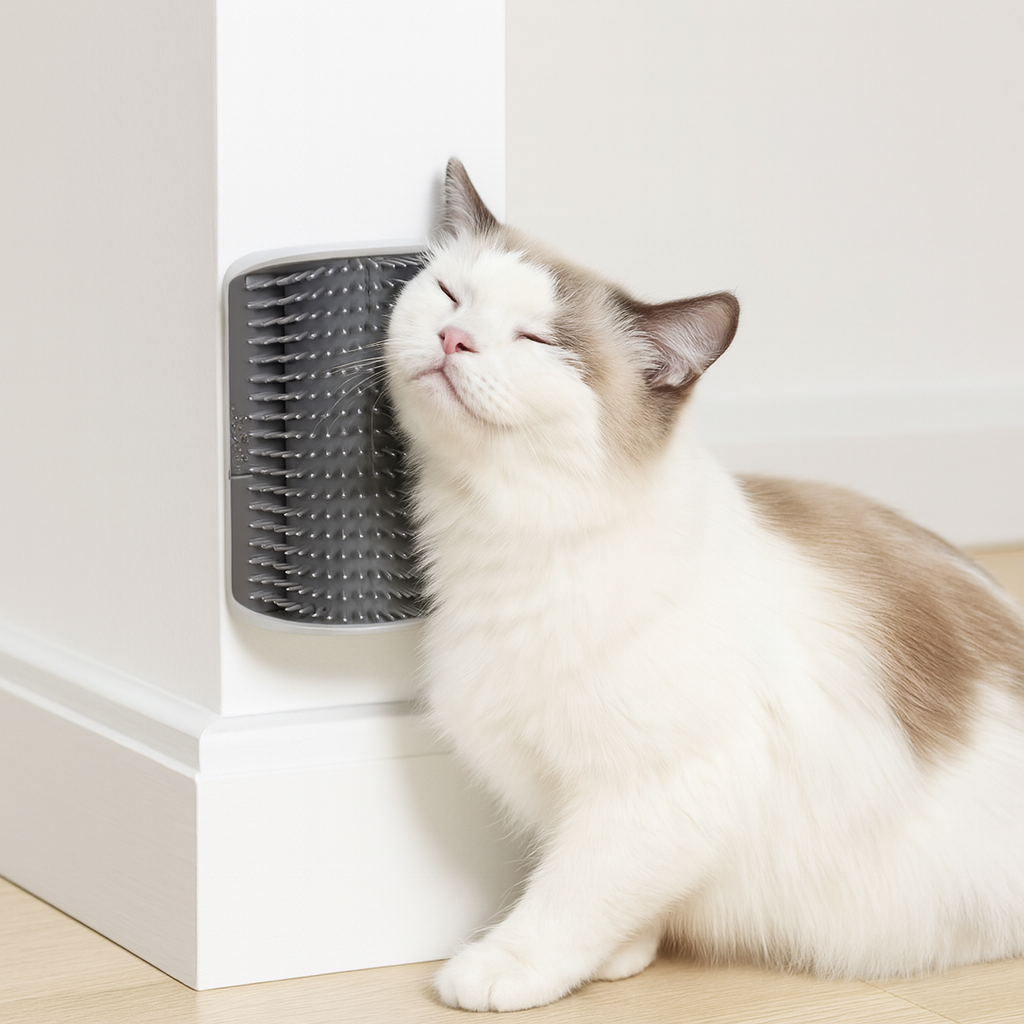 Katzen-Eckbürste mit Massageborsten