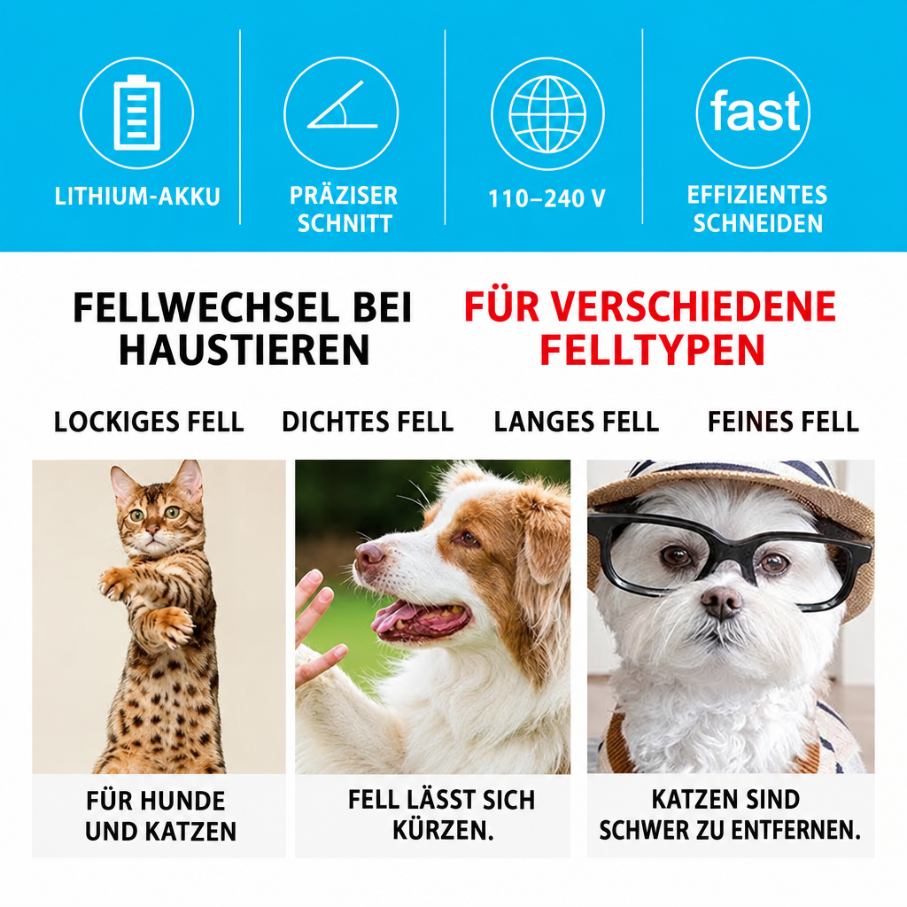 Funktionen der Schermaschine auf Deutsch