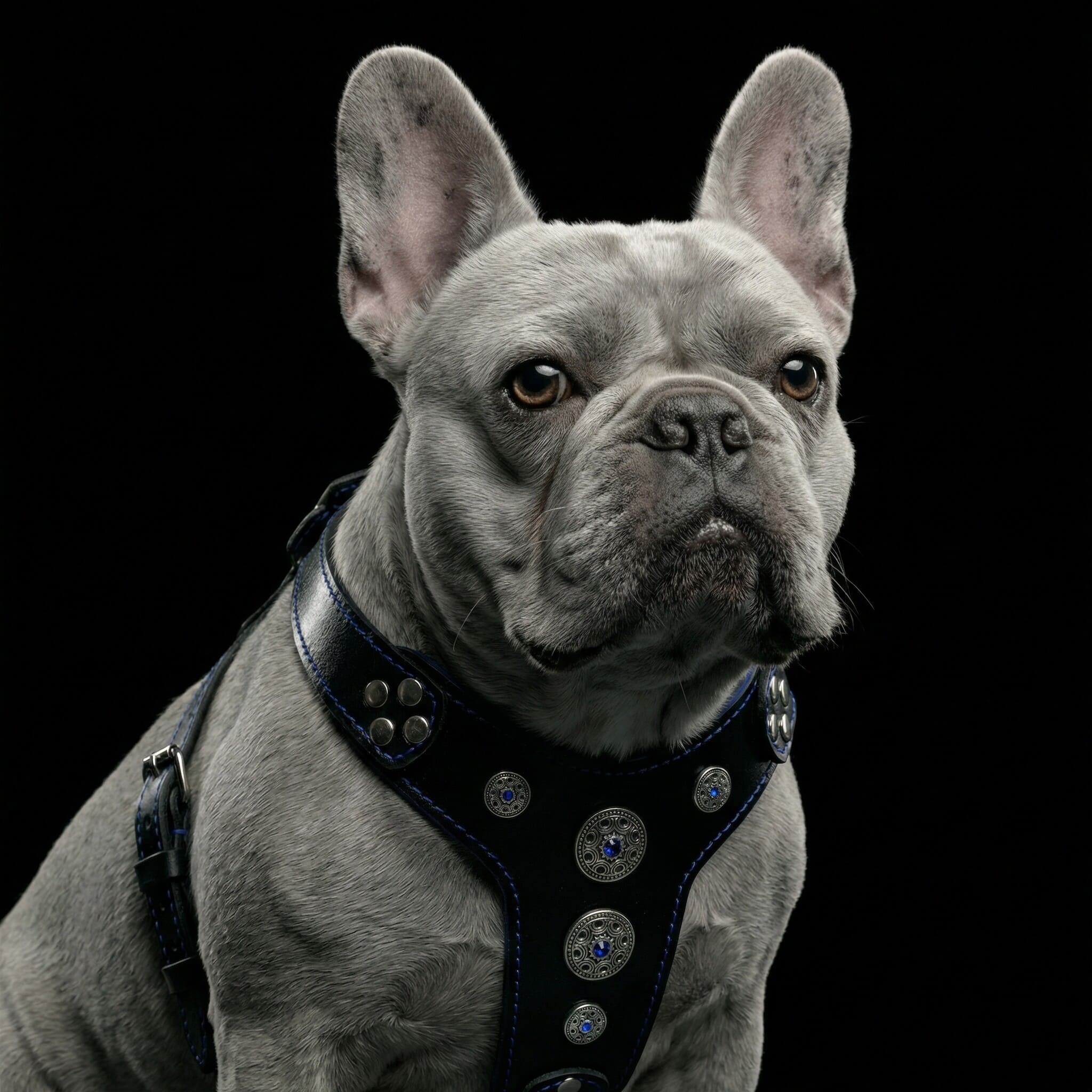 Das „Bijou“-Geschirr, schwarz-blau, Größe S bis M