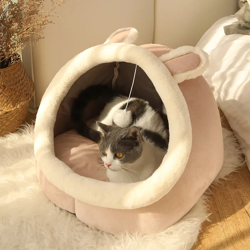 CozyNest™ Faltbares Katzenhöhlenbett – Waschbar, weich & gemütlich