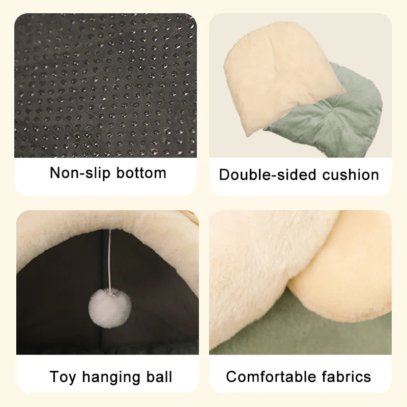 CozyNest™ Faltbares Katzenhöhlenbett – Waschbar, weich & gemütlich