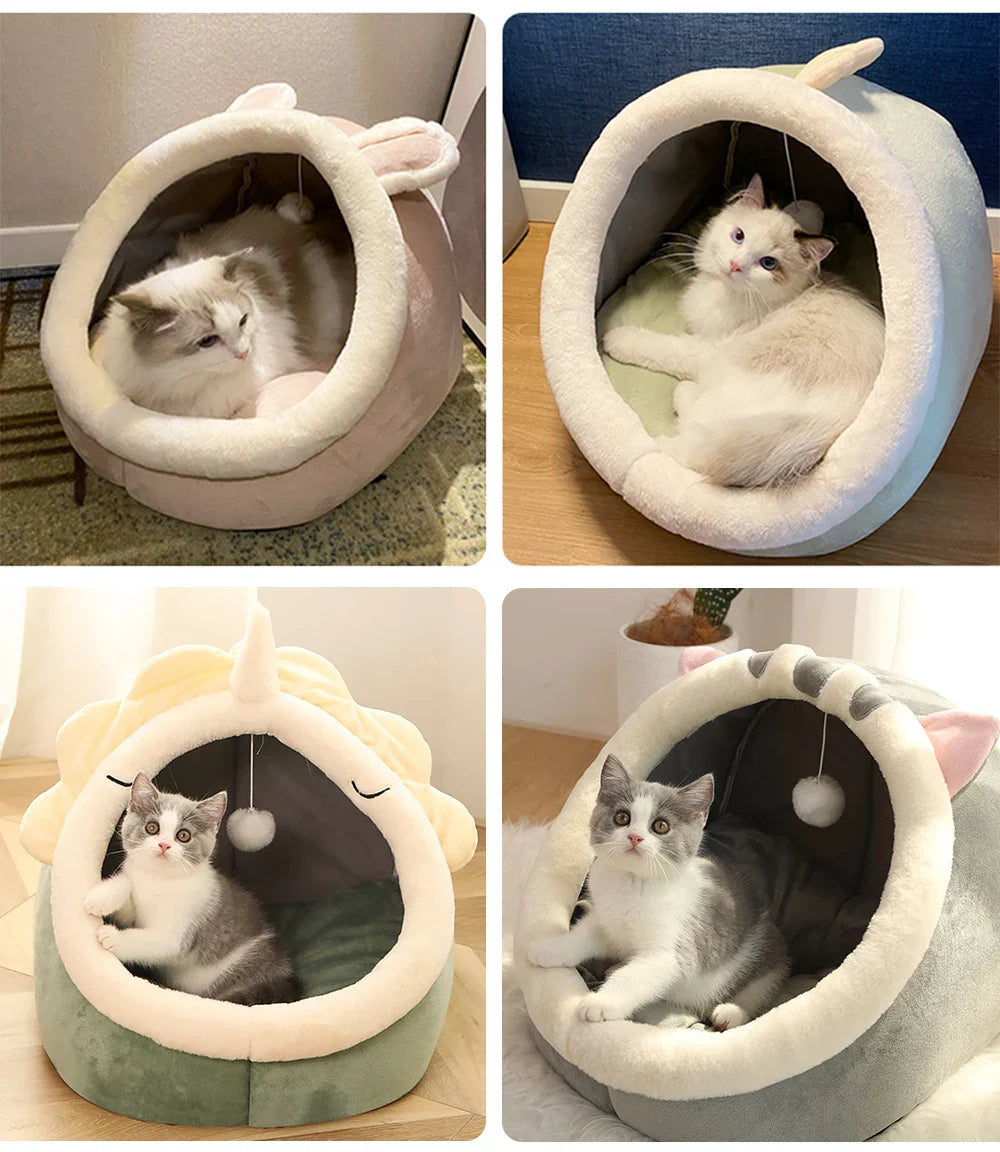 CozyNest™ Faltbares Katzenhöhlenbett – Waschbar, weich & gemütlich