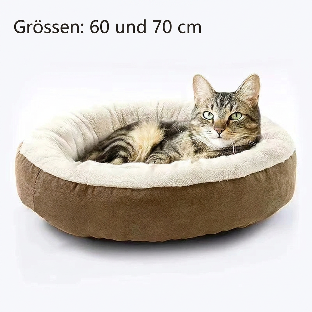 Kamelfarbenes Bett mit deutscher Beschriftung