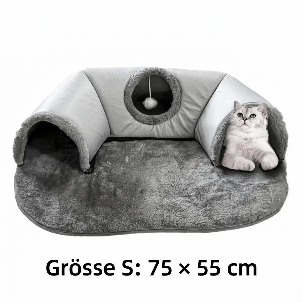 Katzen-Tunnelbett mit Beschriftung Grösse S: 75 × 55 cm