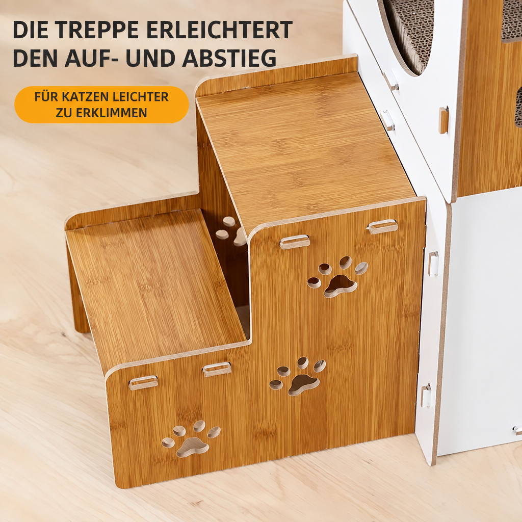 Katzentreppe mit deutscher Beschriftung