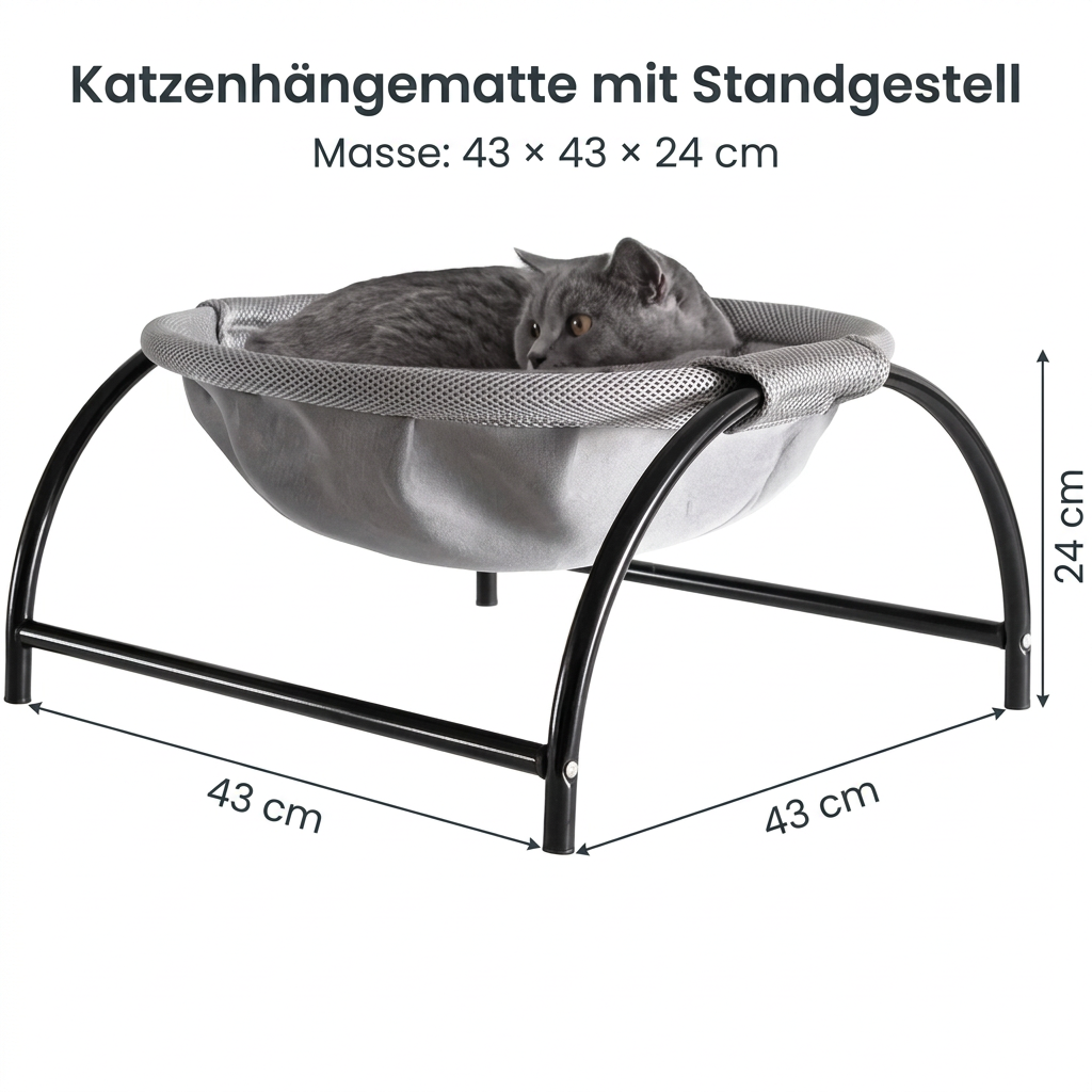 Massbild der Katzenhängematte auf Deutsch