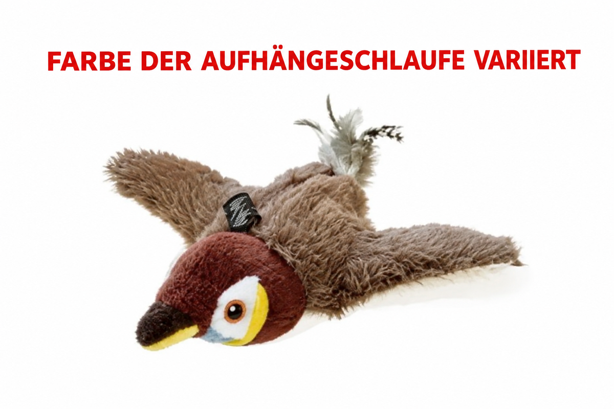 Vogelspielzeug mit deutschem Farbhinweis